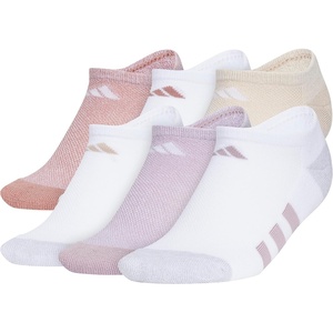 adidas Kids No Show Socks for Boys and Girls (6 Pairs) Durable & Comfortable(Warm Clay Pink/Wonder Beige/Preloved Fig Purple/Girls)