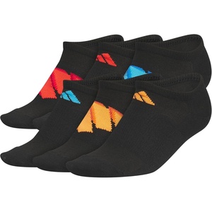 adidas Kids Superlite No Show Socks for Boys & Girls (6 Pairs) Lightweight(Black/Pure Ruby Red/Lucid Aquamarine/Classic/2.0)