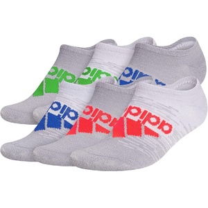 adidas Kids Superlite No Show Socks for Boys & Girls (6 Pairs) Lightweight(Grey/Solar Red/Team Royal Blue)