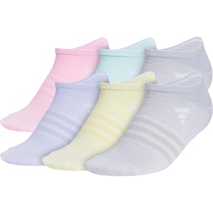 adidas Kids Superlite No Show Socks for Boys & Girls (6 Pairs) Lightweight(True Pink/Semi Flash Aqua Blue/Clear Onix Grey/Girls/3.0)
