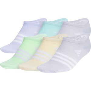 adidas Kids Superlite No Show Socks for Boys & Girls (6 Pairs) Lightweight(Violet Tone Purple/Energy Aqua/Clear Onix Grey/Girls/3.0)