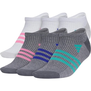 adidas Kids Superlite No Show Socks for Boys & Girls (6 Pairs) Lightweight(White/Clear Onix Grey/Pink Fusion/Girls/3.0)