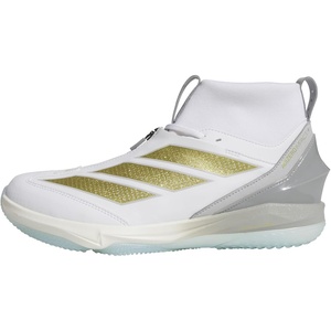 adidas Mens Adizero Impact+ 2.0 Turf Mid Top Baseball(White/Gold Metallic/Gold Metallic)