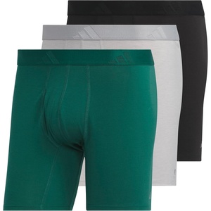 adidas Men’s Luxe Underwear (3-Pack) Boxer Briefs or Trunks, Premium Ultra Soft Comfort(Collegiate Green/Heather Mgh Solid Grey/Black/Boxer Brief)