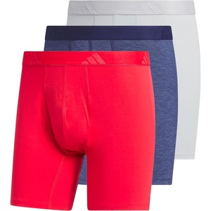 adidas Men’s Luxe Underwear (3-Pack) Boxer Briefs or Trunks, Premium Ultra Soft Comfort(Pure Ruby Red/Dark Blue/Clear Onix Grey/Boxer Brief)