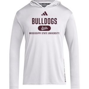 adidas Men’s NCAA Designed for Training Team Hoodie(White/Team Maroon/Mississippi State University)