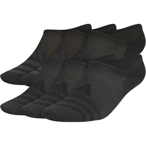 adidas Men’s Superlite Super No Show Invisible Socks (6 Pairs) Lightweight & Breathable(Black/Night Grey/3)