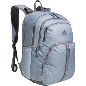 adidas Prime 7 Backpack for Laptop, School and Travel, 37L(Twill Grey/Grey/Better Scarlet/2)