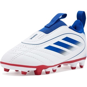 adidas Unisex-Kids Goletto IX Laceless Firm/Multi Ground(White/Team Royal Blue/Better Scarlet)