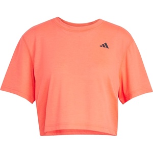 adidas Womens Train Essentials Boxy Workout Crew Neck Short Sleeve Athletic Casual Tops Casual – White(Lucid Red)