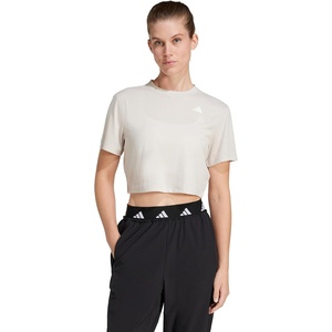 adidas Womens Train Essentials Boxy Workout Crew Neck Short Sleeve Athletic Casual Tops Casual – White(Wonder Alumina)