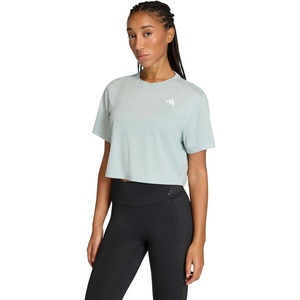 adidas Womens Train Essentials Boxy Workout Crew Neck Short Sleeve Athletic Casual Tops Casual – White(Wonder Sage)