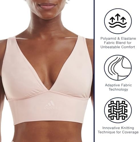 image:imageAdidas Womens MicroStretch Lounge BraSeamless Comfort amp SupportSemi Lucid Fuchsia