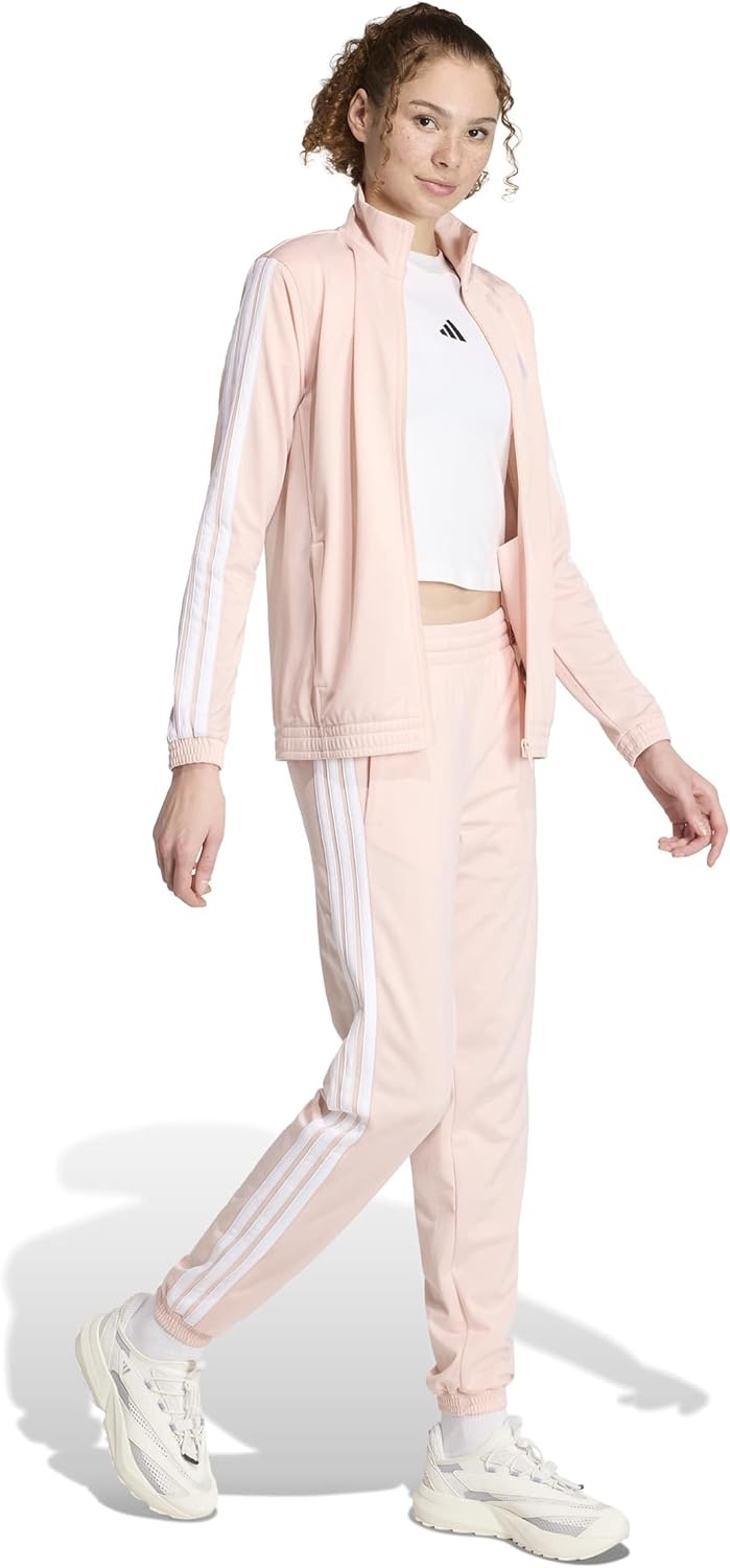 image:imageAdidas Womens Tricot 3Stripes Track PantsBlush PinkWhite