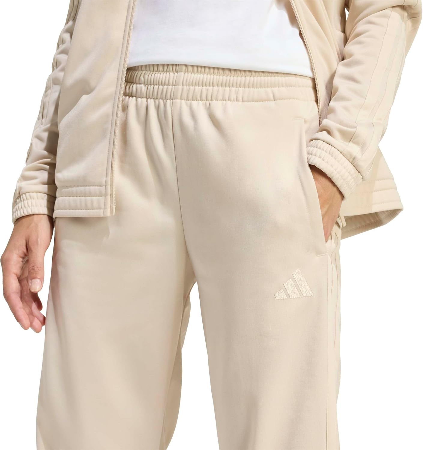 image:imageAdidas Womens Tricot 3Stripes Track PantsCrystal Linen