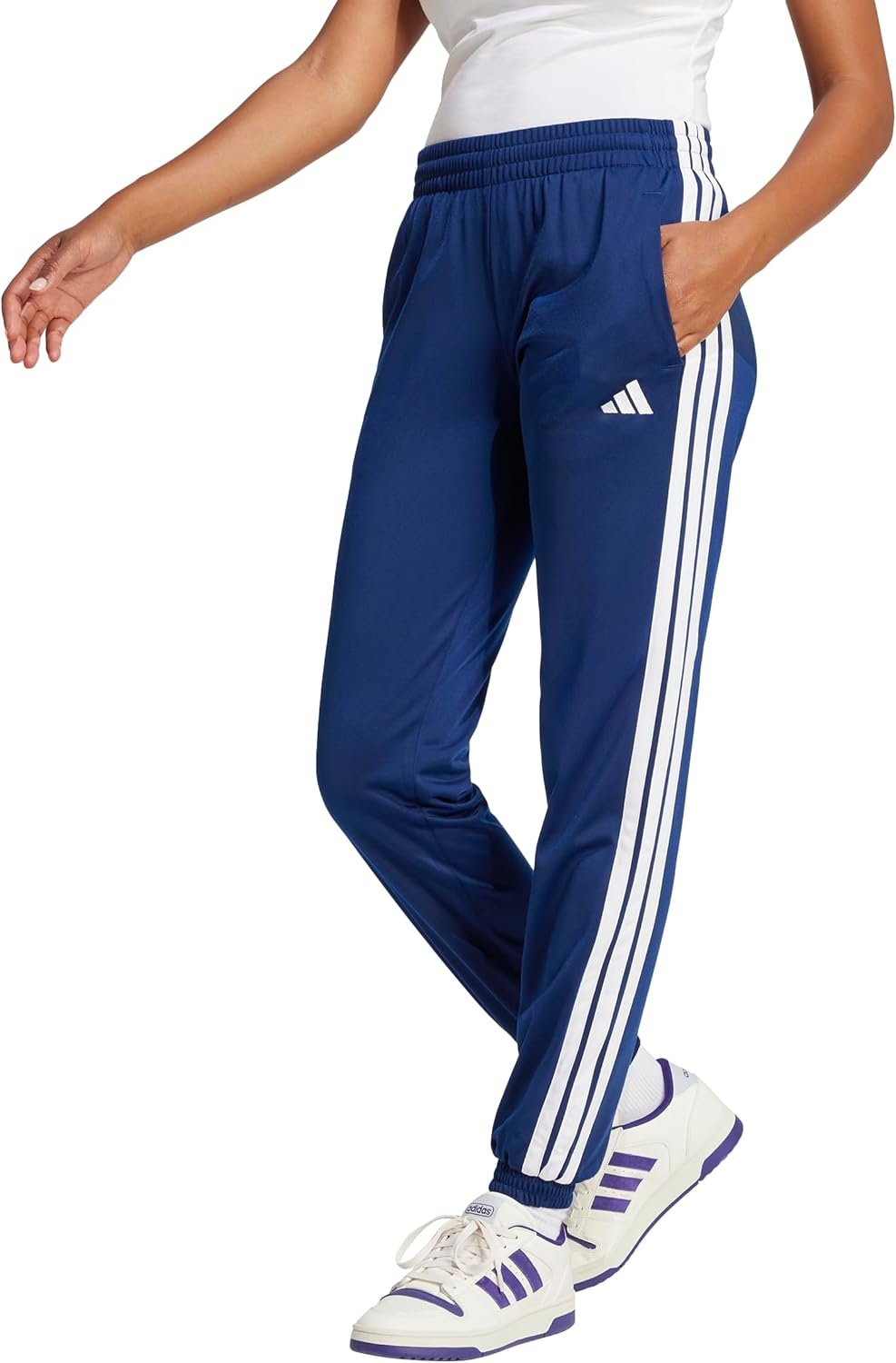 image:imageAdidas Womens Tricot 3Stripes Track PantsDark BlueWhite