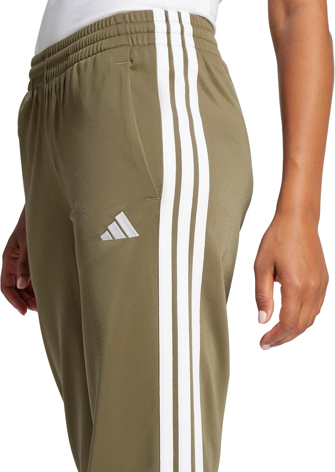 image:imageAdidas Womens Tricot 3Stripes Track PantsOlive StrataWhite