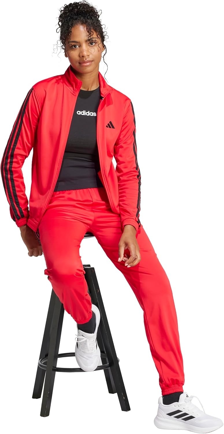 image:imageAdidas Womens Tricot 3Stripes Track PantsPure RubyBlack