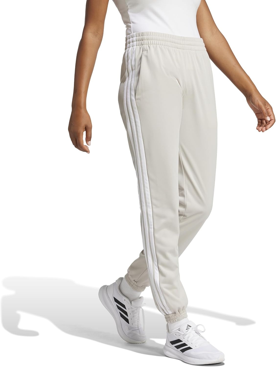 image:imageAdidas Womens Tricot 3Stripes Track PantsWonder AluminaWhite
