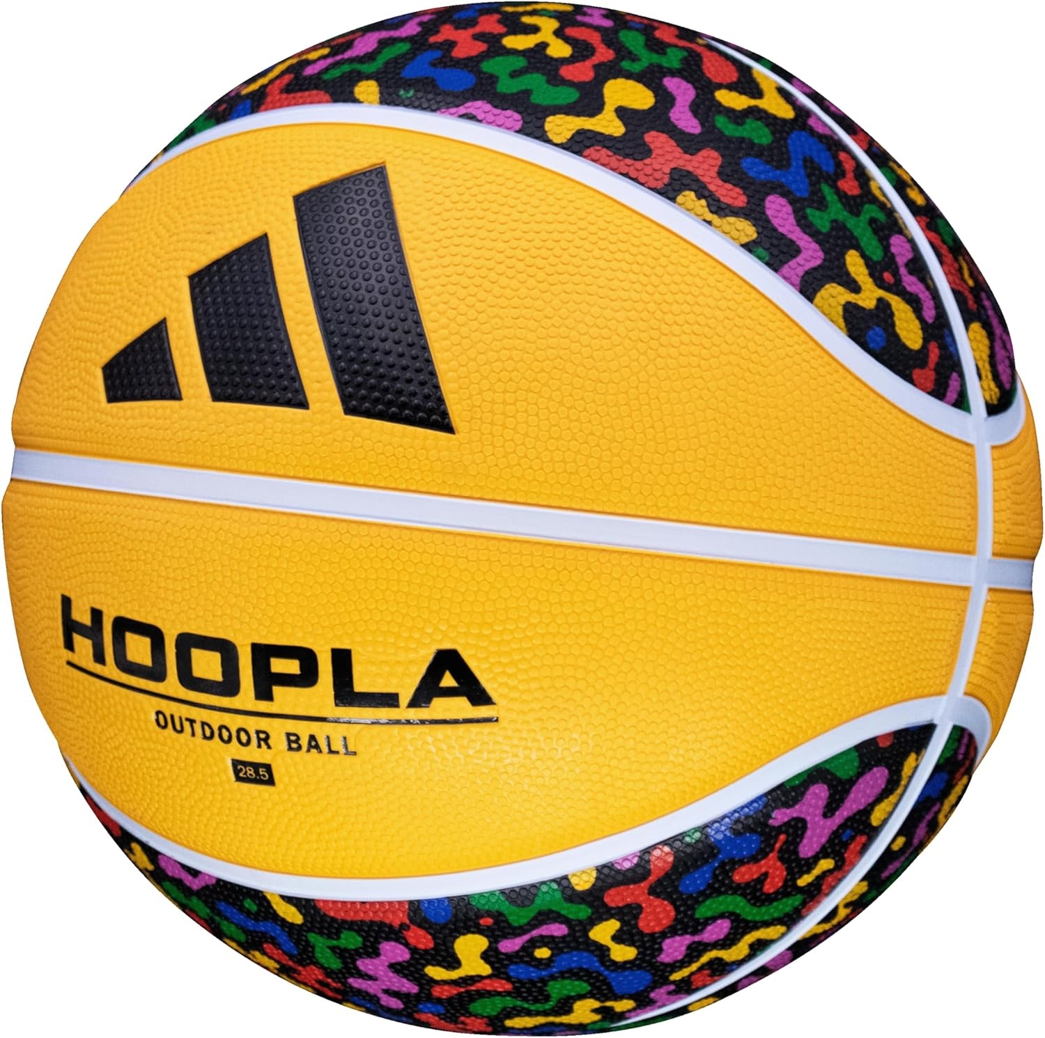 image:imageadidas Hoopla Sponge Rubber Basketball Outdoor Durability with Game Ball FeelMulti Color