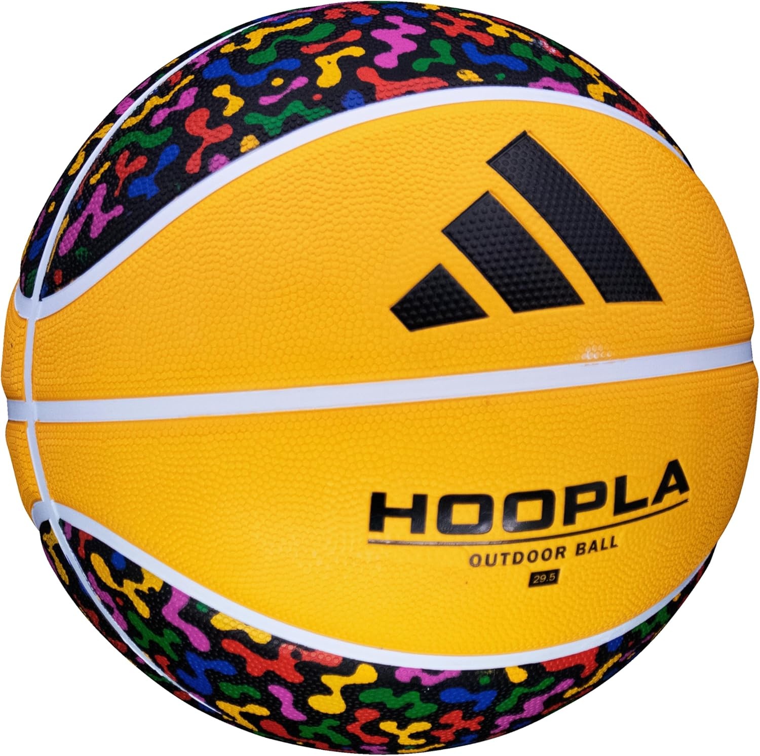 image:imageadidas Hoopla Sponge Rubber Basketball Outdoor Durability with Game Ball FeelMulti Color