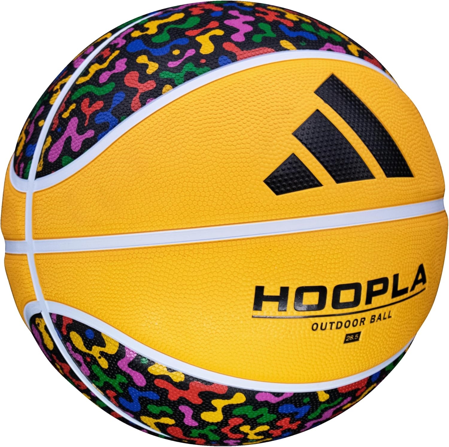 image:imageadidas Hoopla Sponge Rubber Basketball Outdoor Durability with Game Ball FeelMulti Color