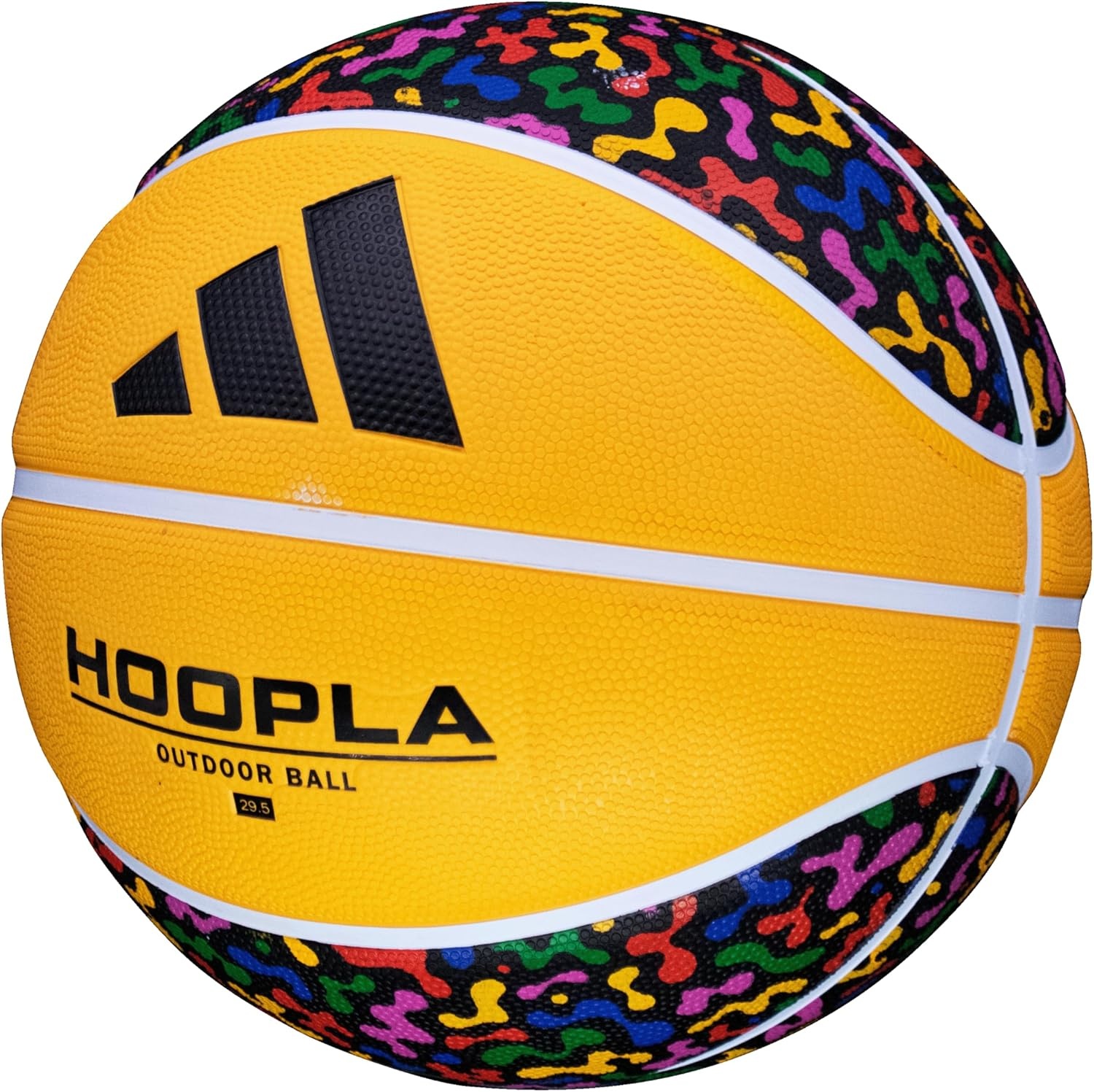 image:imageadidas Hoopla Sponge Rubber Basketball Outdoor Durability with Game Ball FeelMulti Color