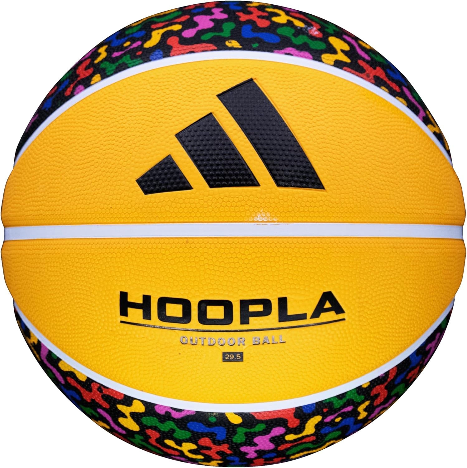 image:imageadidas Hoopla Sponge Rubber Basketball Outdoor Durability with Game Ball FeelMulti Color