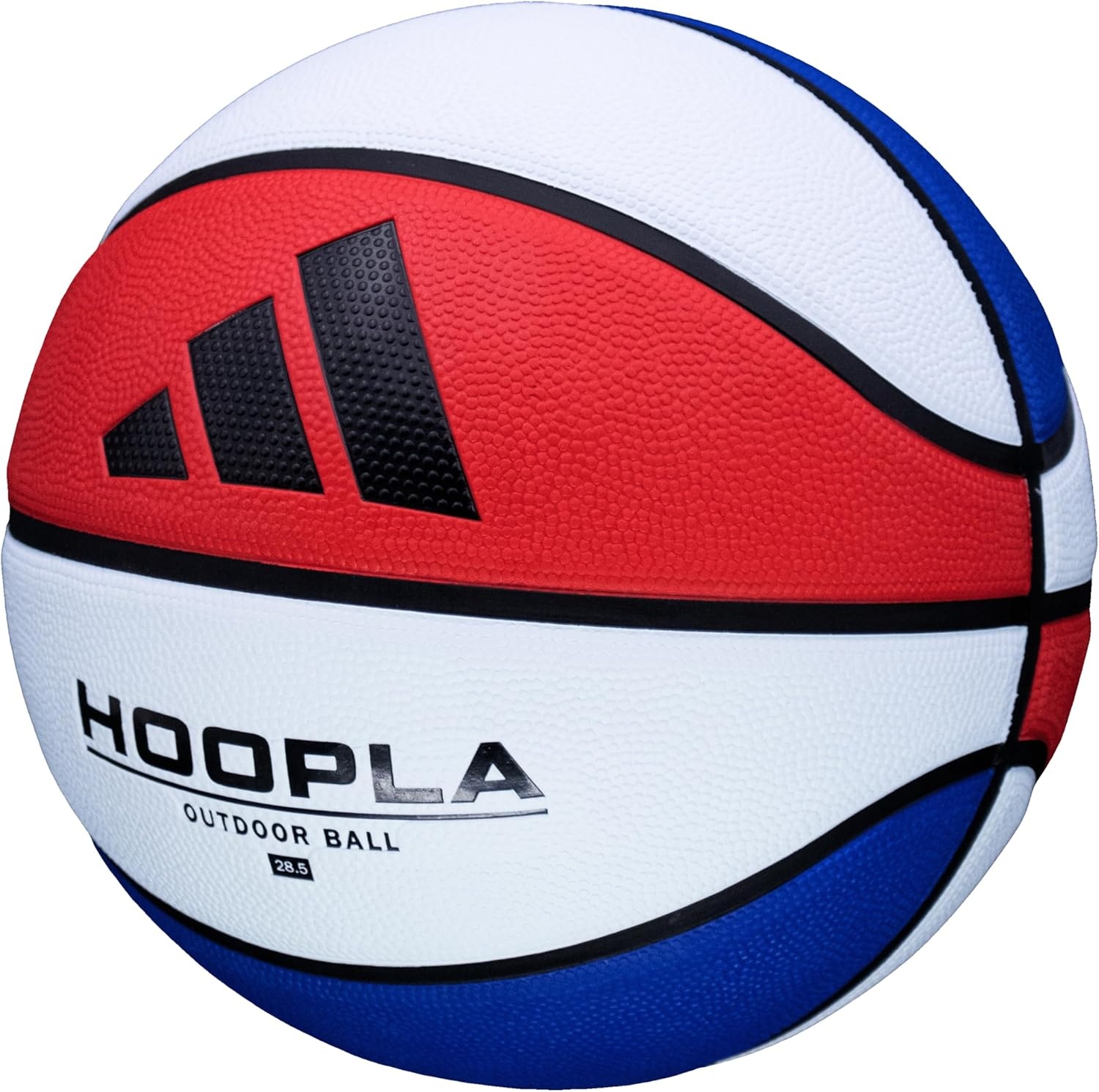 image:imageadidas Hoopla Sponge Rubber Basketball Outdoor Durability with Game Ball FeelRedWhiteBlue