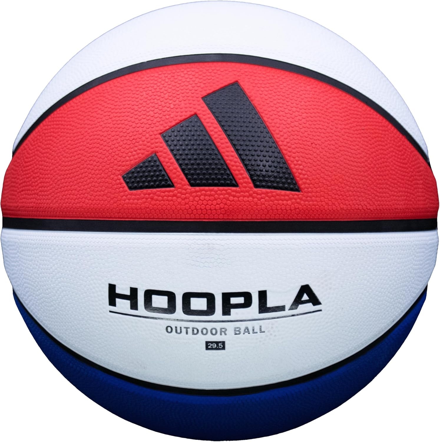 image:imageadidas Hoopla Sponge Rubber Basketball Outdoor Durability with Game Ball FeelRedWhiteBlue