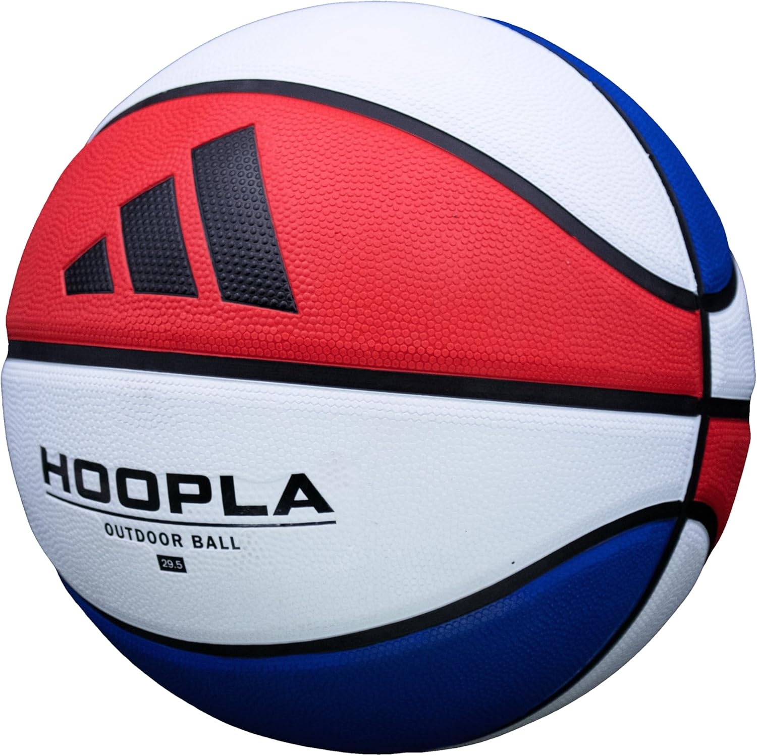 image:imageadidas Hoopla Sponge Rubber Basketball Outdoor Durability with Game Ball FeelRedWhiteBlue