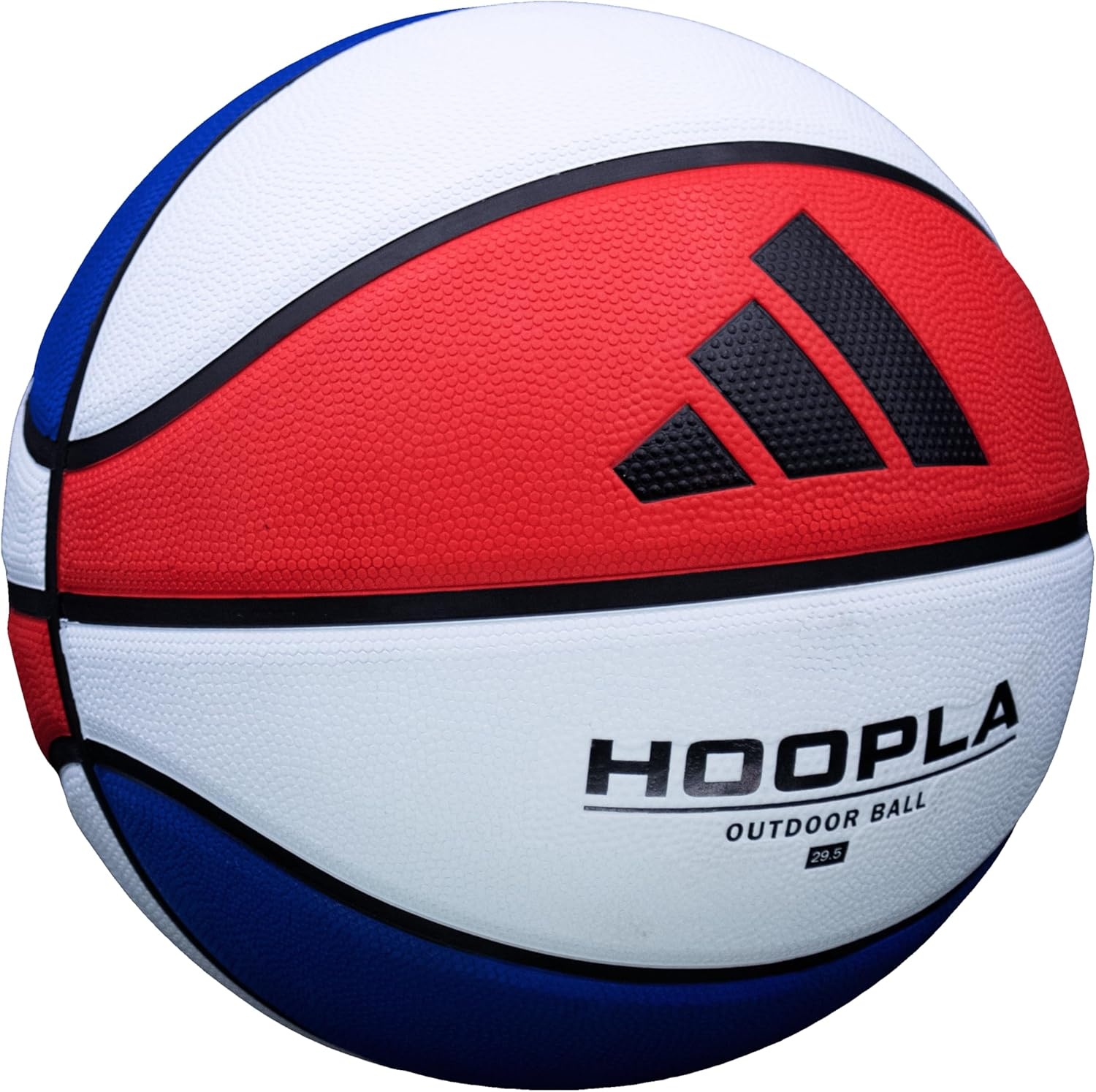 image:imageadidas Hoopla Sponge Rubber Basketball Outdoor Durability with Game Ball FeelRedWhiteBlue