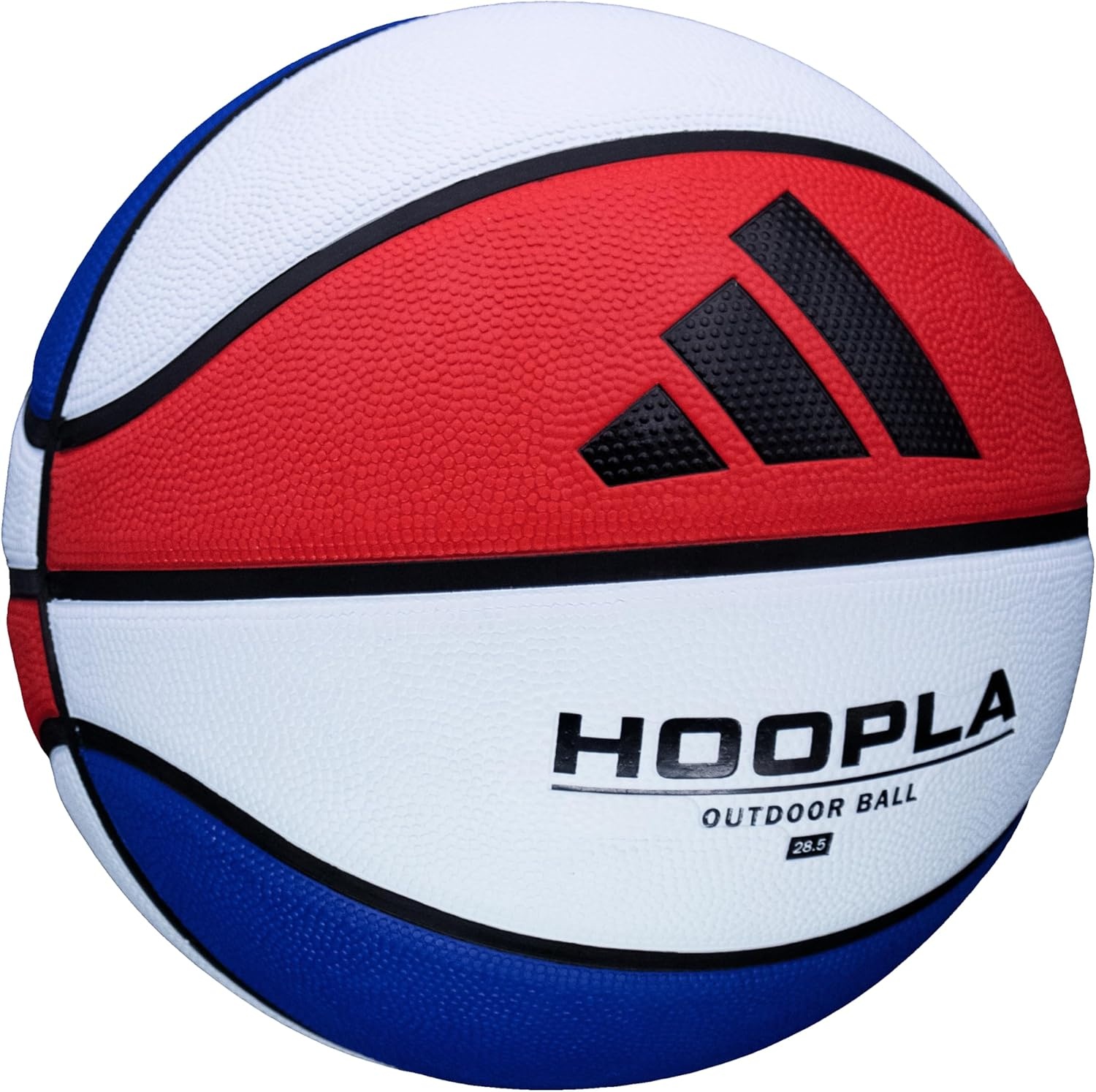 image:imageadidas Hoopla Sponge Rubber Basketball Outdoor Durability with Game Ball FeelRedWhiteBlue