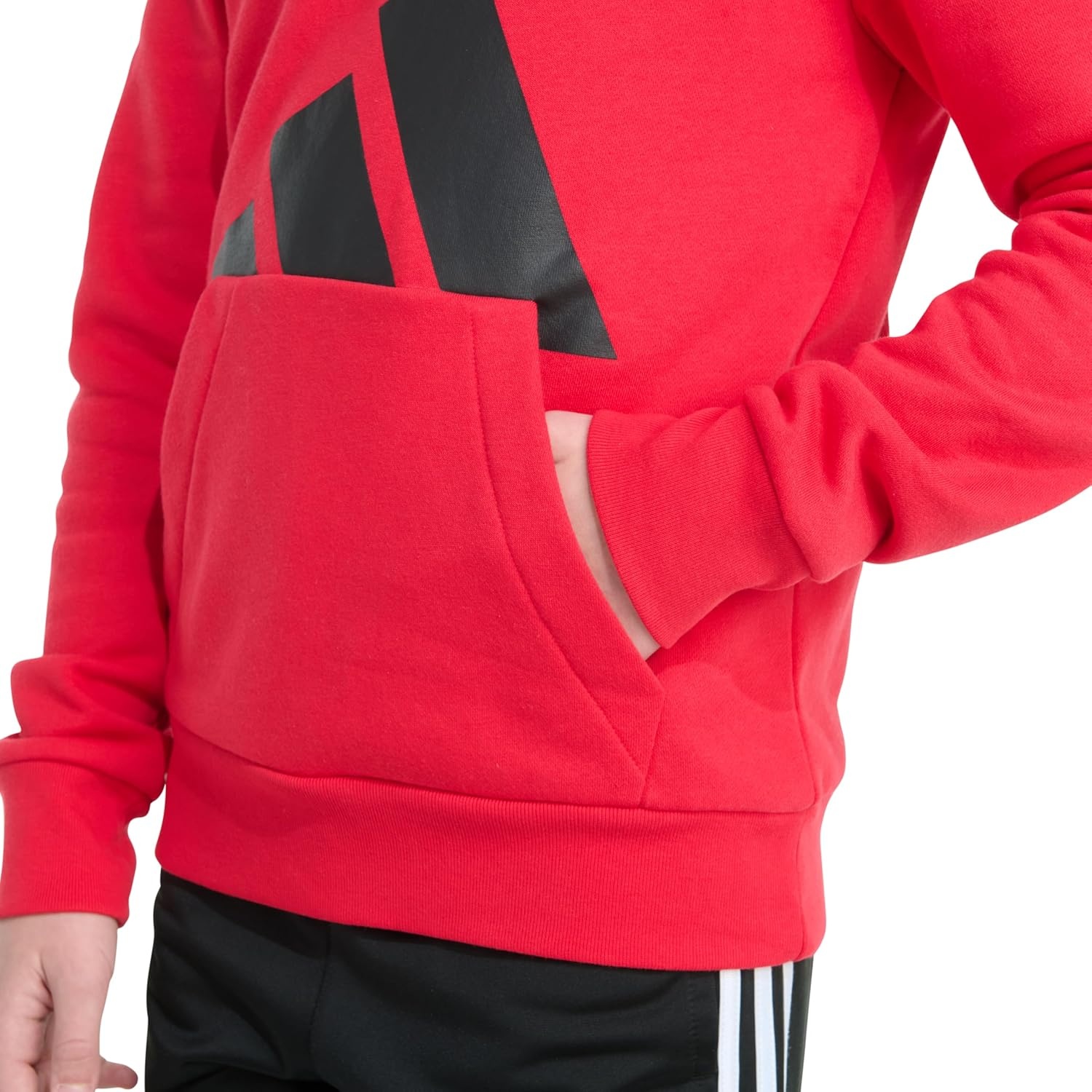 image:imageadidas Boys Long Sleeve Essential Big Logo Fleece Pullover HoodiePure Ruby