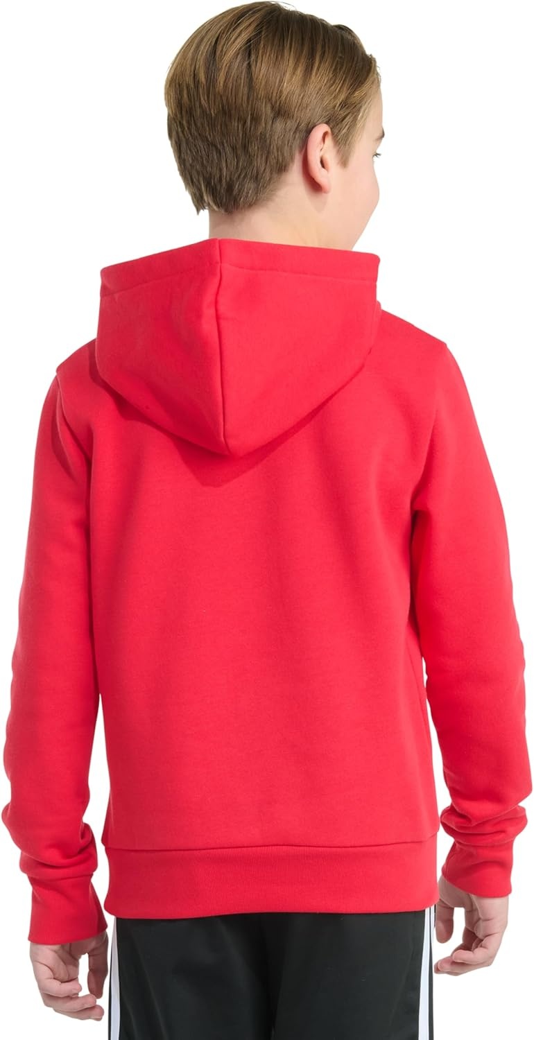image:imageadidas Boys Long Sleeve Essential Big Logo Fleece Pullover HoodiePure Ruby
