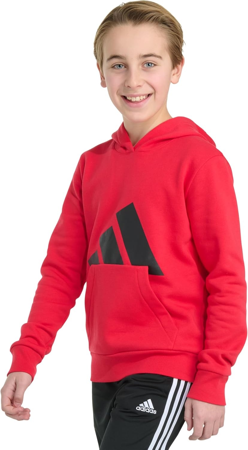 image:imageadidas Boys Long Sleeve Essential Big Logo Fleece Pullover HoodiePure Ruby