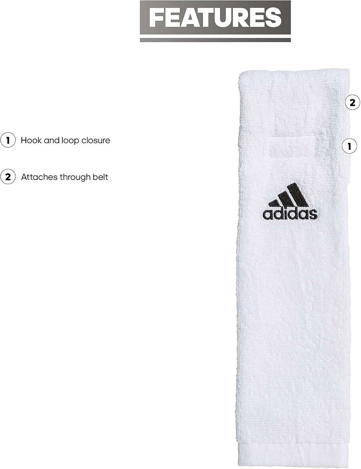 image:imageadidas Football Team Towel Dries Hands StaysinPlace with Hook and Loop ClosureWhite