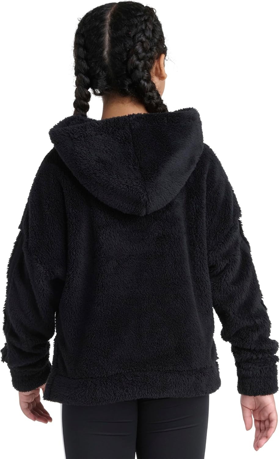 image:imageadidas Girls 3stripes Sherpa Hooded Pullover Big KidBlack Adi
