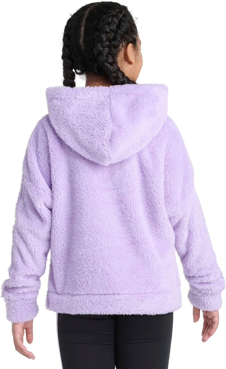image:imageadidas Girls 3stripes Sherpa Hooded Pullover Big KidPowder Plum