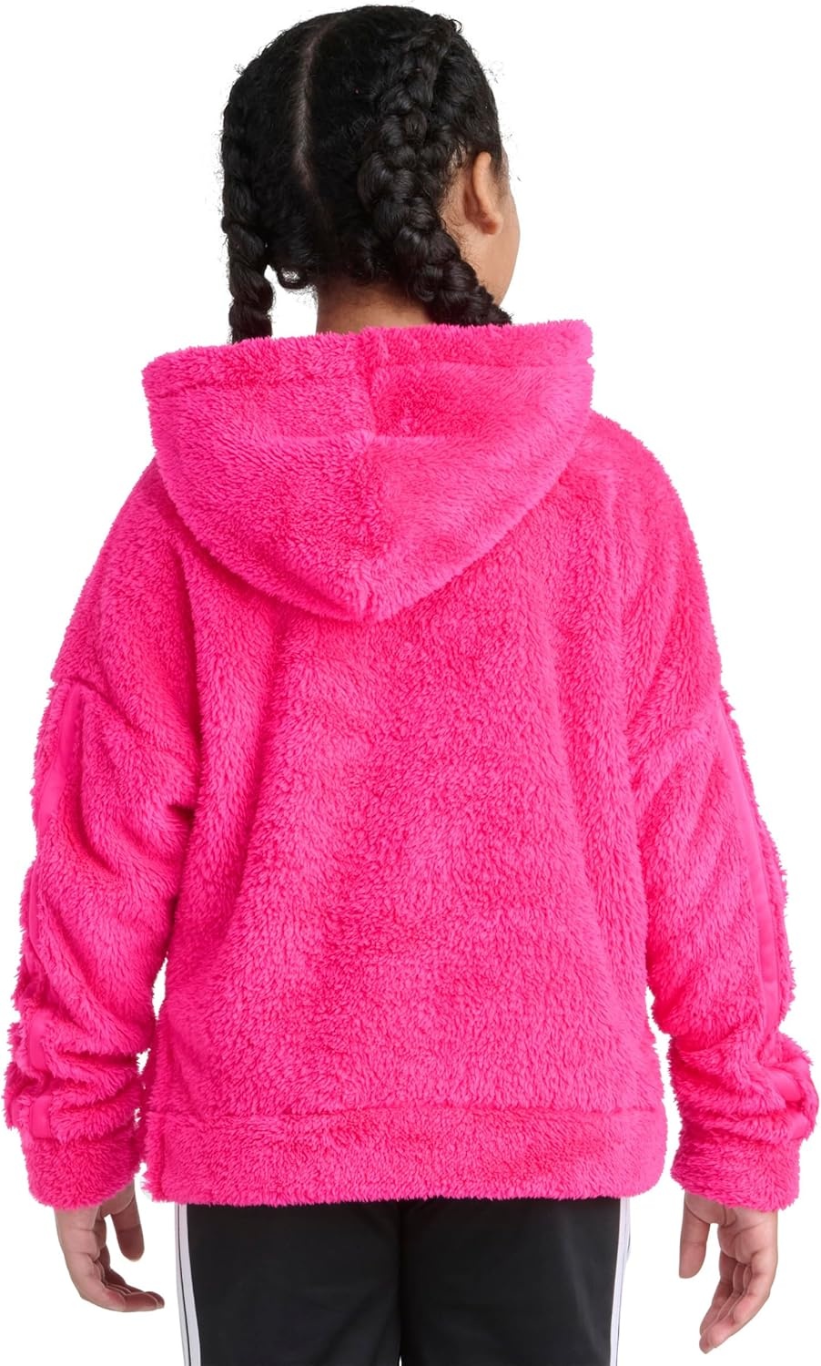 image:imageadidas Girls 3stripes Sherpa Hooded Pullover Big KidShock Pink