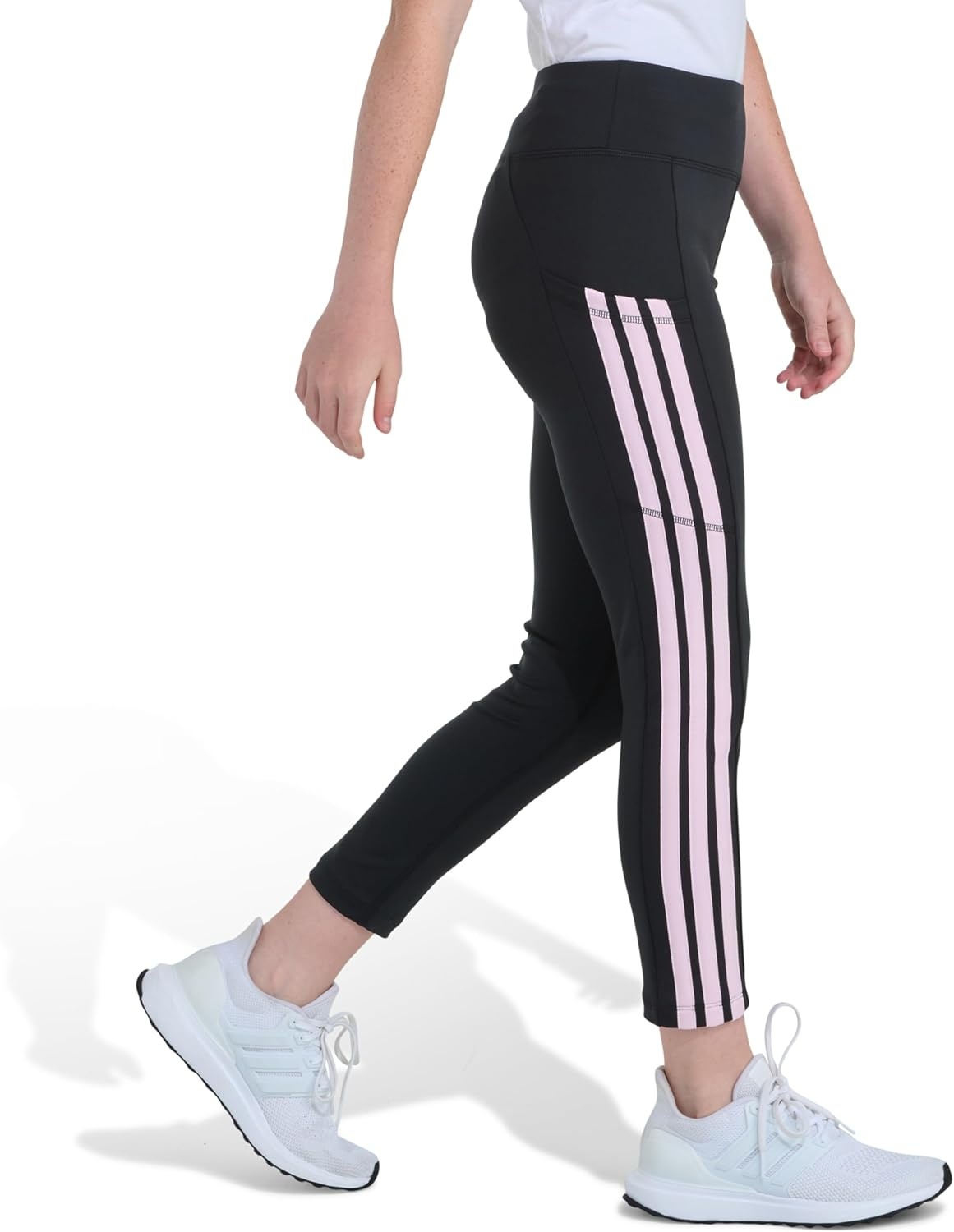 image:imageadidas Girls Detached Waistband 3Stripe Cell Phone Pocket LeggingBlack With Pink