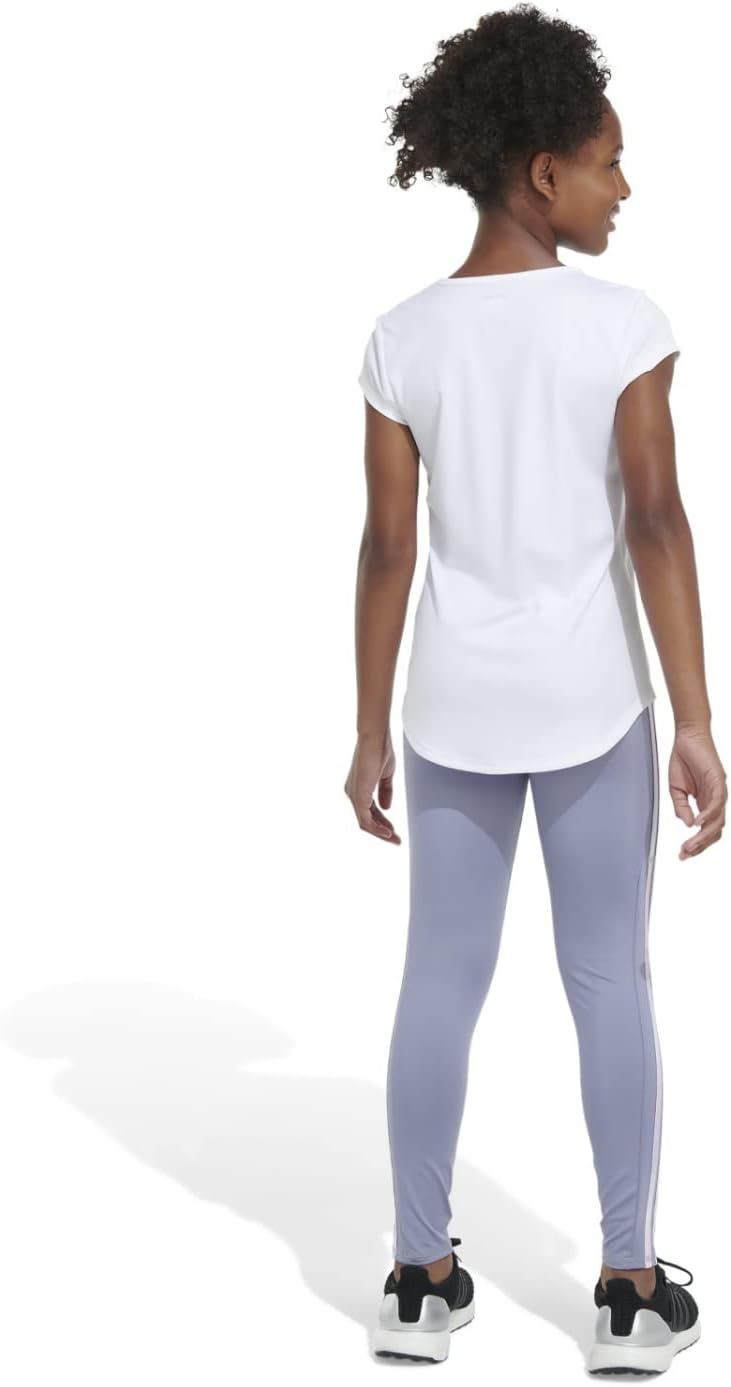 image:imageadidas Girls Detached Waistband 3Stripe Cell Phone Pocket LeggingSilver Violet