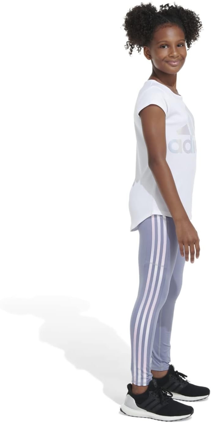 image:imageadidas Girls Detached Waistband 3Stripe Cell Phone Pocket LeggingSilver Violet
