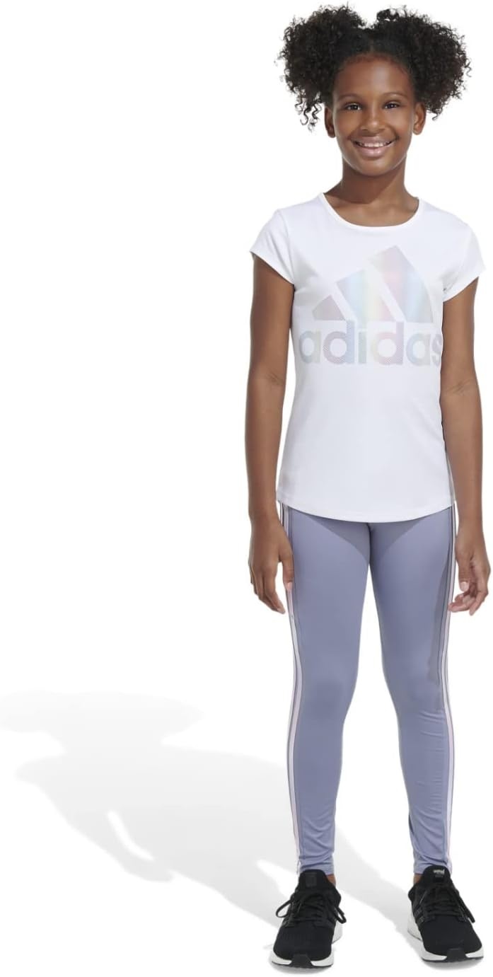 image:imageadidas Girls Detached Waistband 3Stripe Cell Phone Pocket LeggingSilver Violet