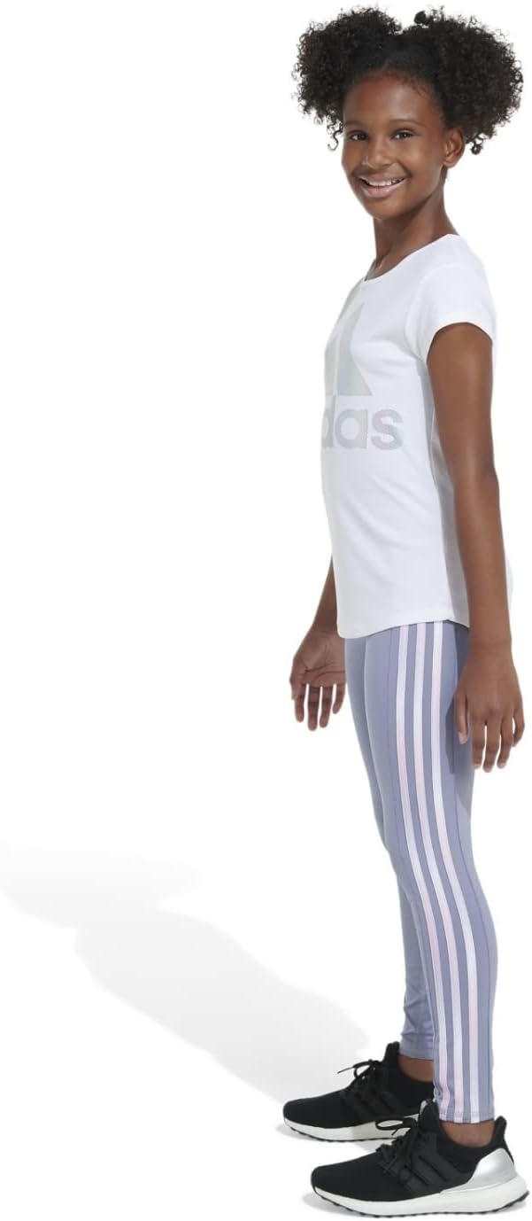 image:imageadidas Girls Detached Waistband 3Stripe Cell Phone Pocket LeggingSilver Violet