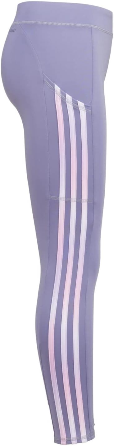 image:imageadidas Girls Detached Waistband 3Stripe Cell Phone Pocket LeggingSilver Violet