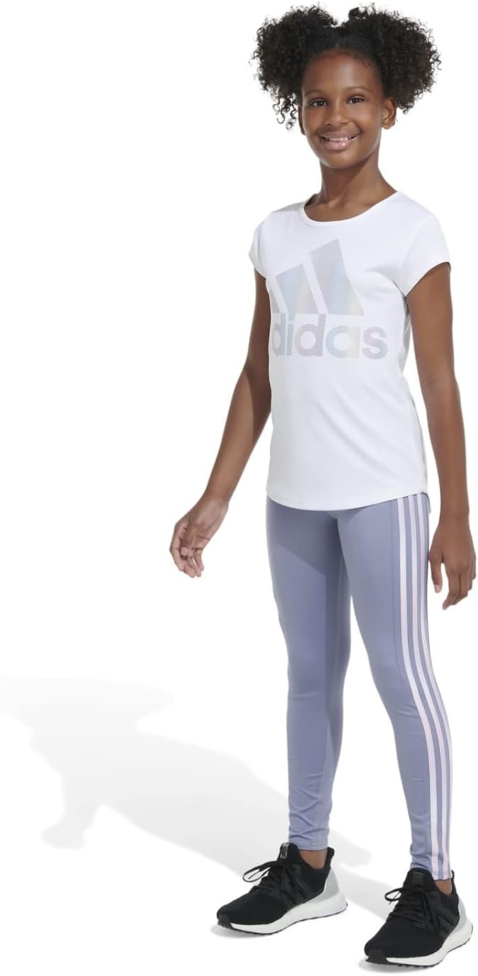 image:imageadidas Girls Detached Waistband 3Stripe Cell Phone Pocket LeggingSilver Violet