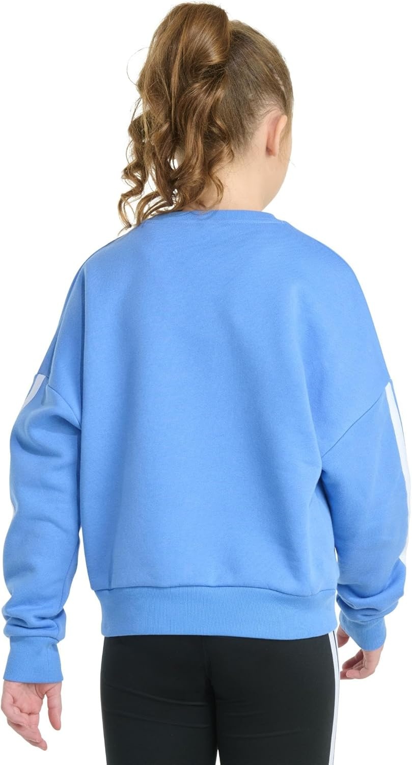 image:imageadidas Girls Fleece 3stripe Crewneck SweatshirtBlue Fusion