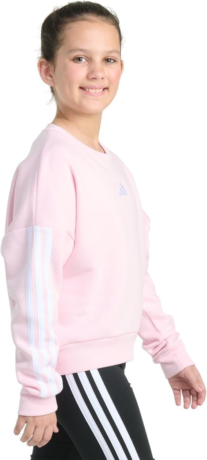 image:imageadidas Girls Fleece 3stripe Crewneck SweatshirtClear Pink