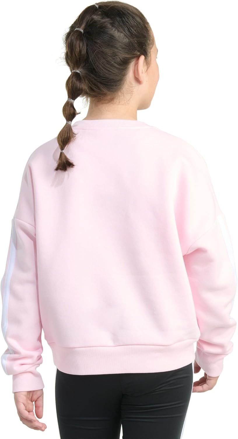 image:imageadidas Girls Fleece 3stripe Crewneck SweatshirtClear Pink